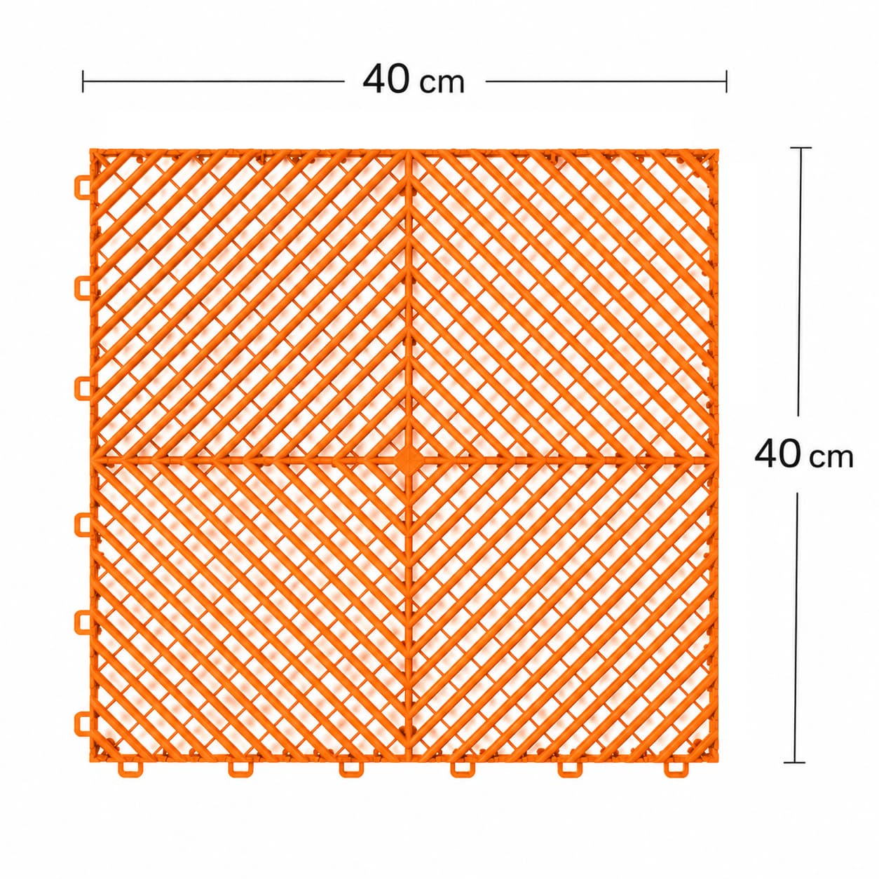 Piso Rejilla Piso Rejilla 40×40 cm — piso modular encastrable, color Naranja