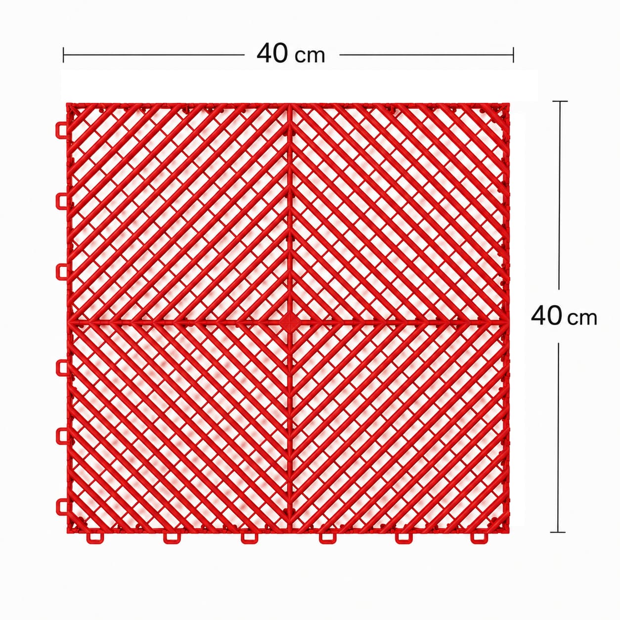 Piso Rejilla Piso Rejilla 40×40 cm — piso modular encastrable, color Rojo