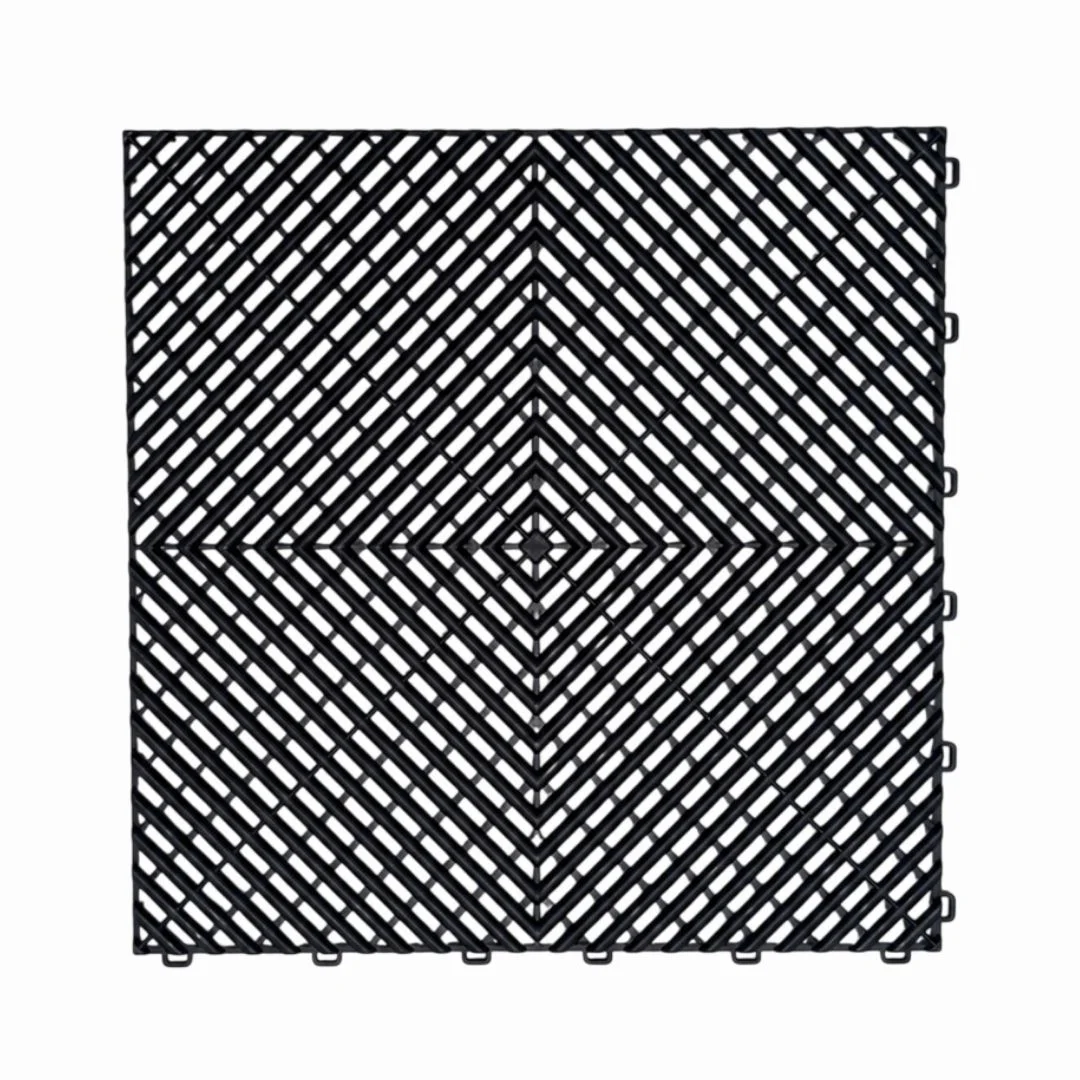 Piso Rejilla 40×40 cm — piso modular encastrable, color Negro